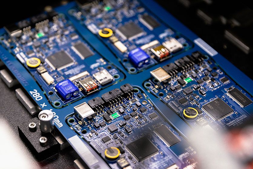 detailed blue printed circuit board
